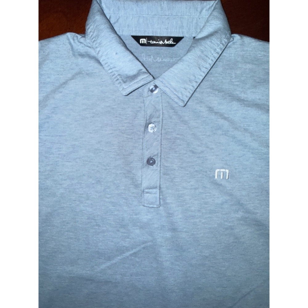 Travis Mathew Golf Polo Shirt Mens Large Blue Heathered Short Sleeve‎
